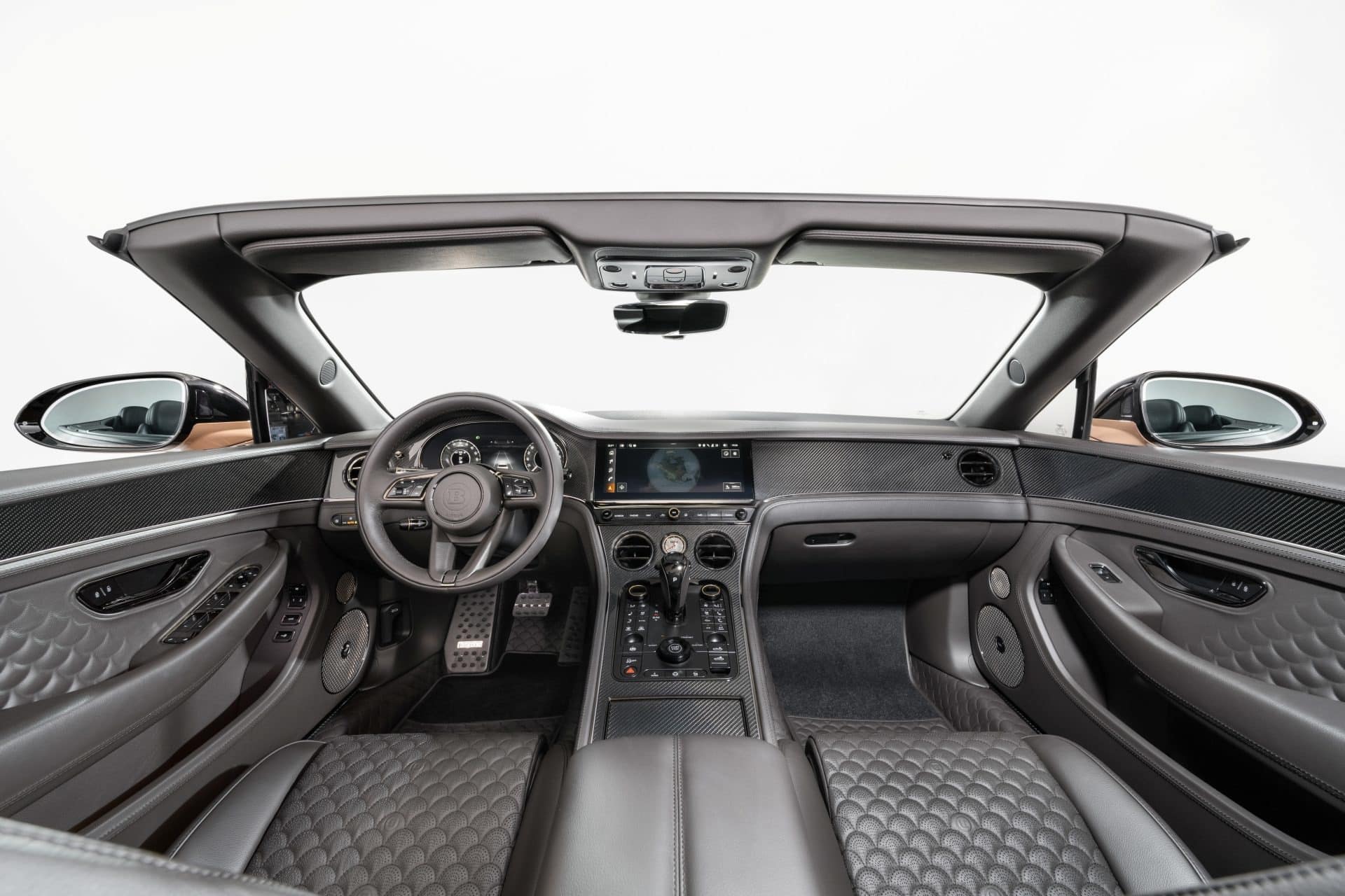 Brabus 900 convertible interior with custom leather upholstery and carbon inserts