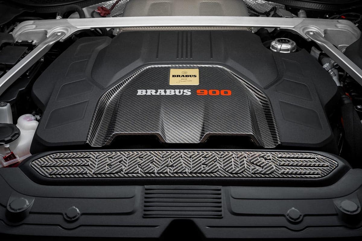 Brabus Rocket 900 twin-turbo V8 engine block developing 900 HP and 811 lb-ft