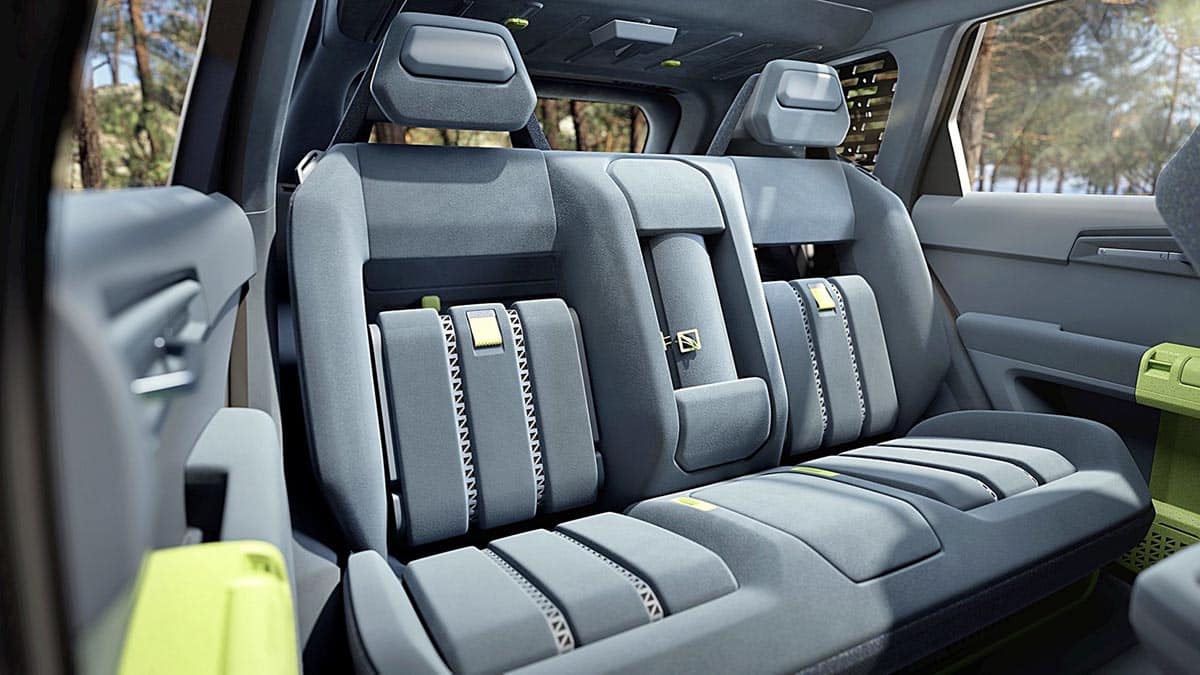 Kia EV5 WKNDR rear seats reconfigured to carry outdoor equipment