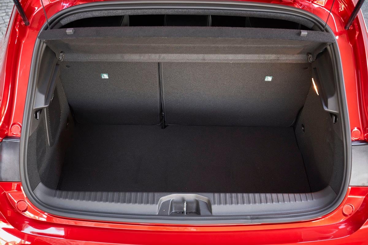 Open trunk of the 2025 Mitsubishi Colt with foldable rear seats