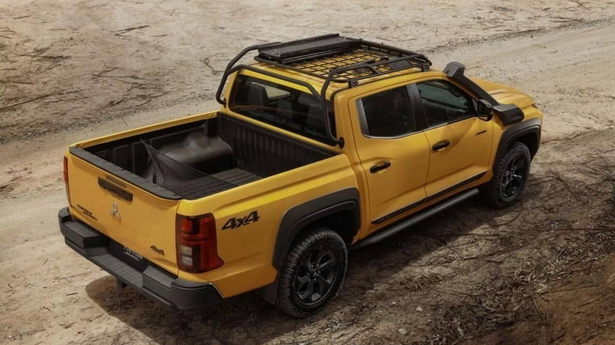 Rear of Mitsubishi L200 Triton Savana with reinforced bed and protection plates