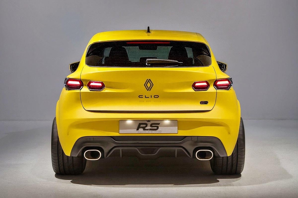 Rear of the Clio RS with diffuser and dual exhaust outlets