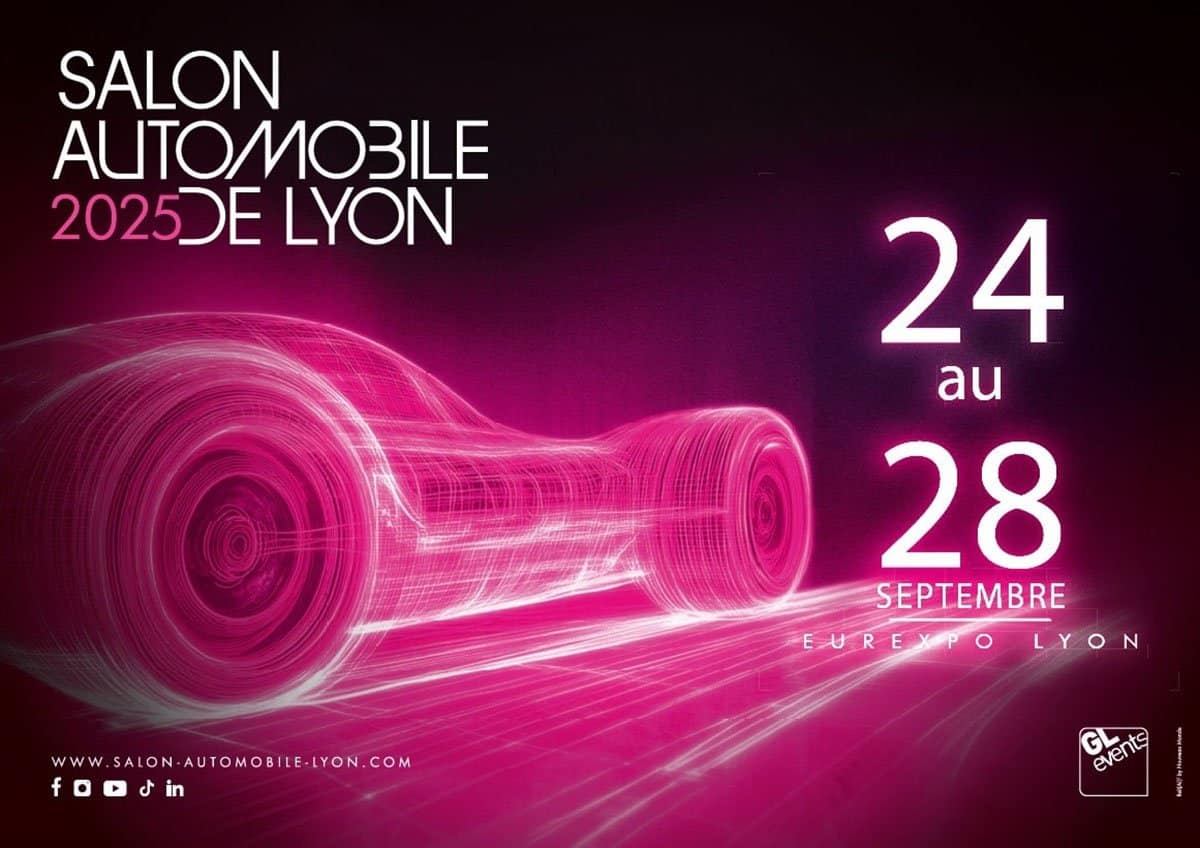 Official poster of the Lyon Auto Show 2025 with dates and Eurexpo logo