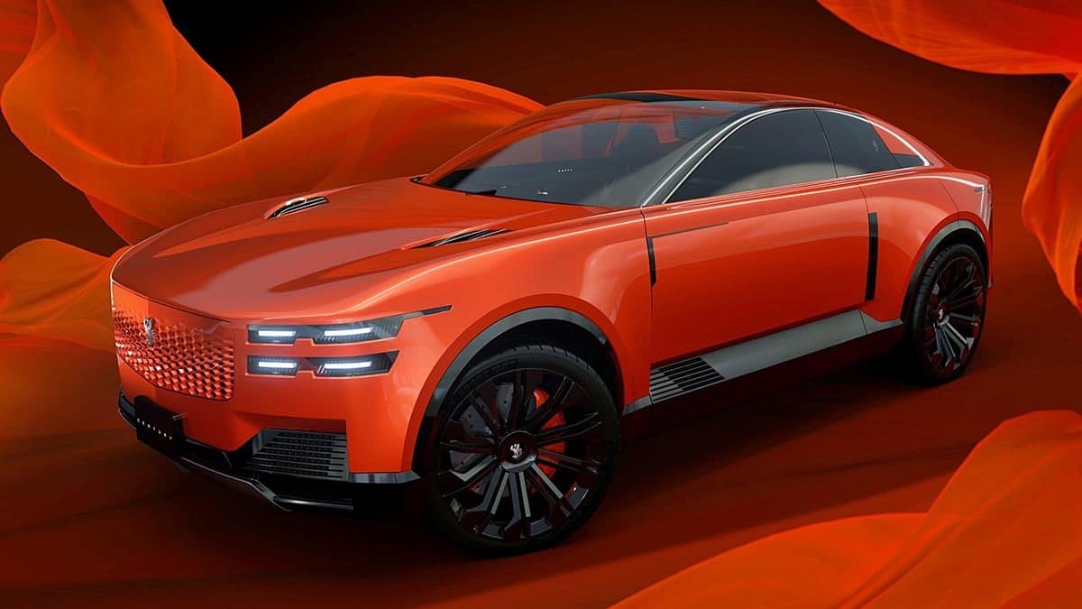 2025 Toyota Century Coupe concept side view in orange