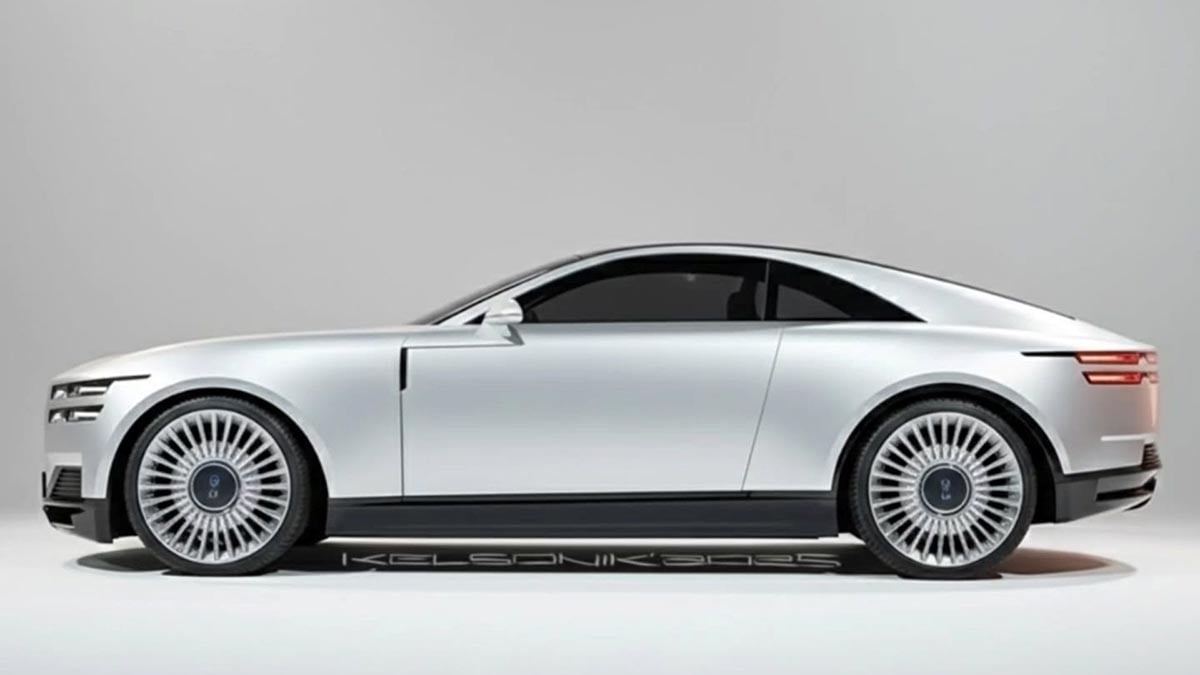 Profile of the 2025 Toyota Century Coupé with elevated silhouette and sculptural fastback design