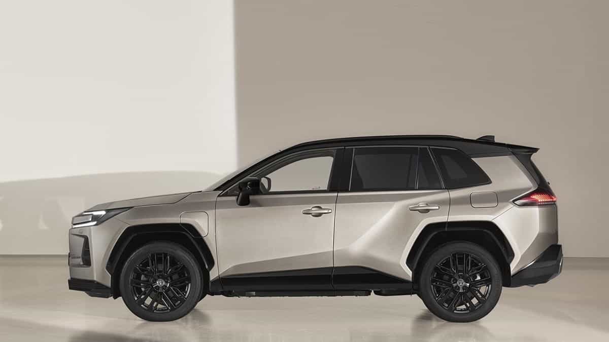 New 2026 Toyota RAV4 in side view with redesigned design and muscular appearance